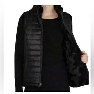 Nicole Miller Faux Fur Exterior Reversible Vest in Black